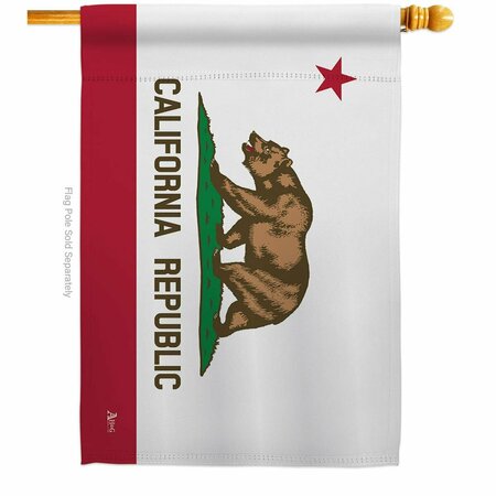 28 X 40 In. California American State House Flag With Double-Sided Horizontal  Banner Garden